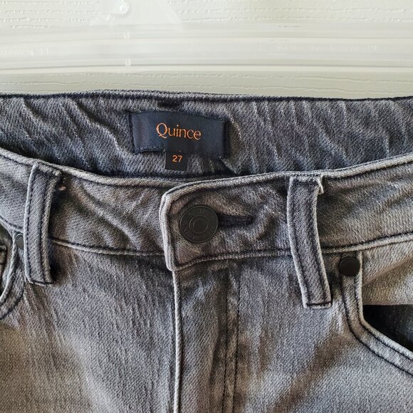 Quince Bella Straight Stretch Relaxed Jeans High Rise Organic Cotton Stonewashed - Picture 3 of 10